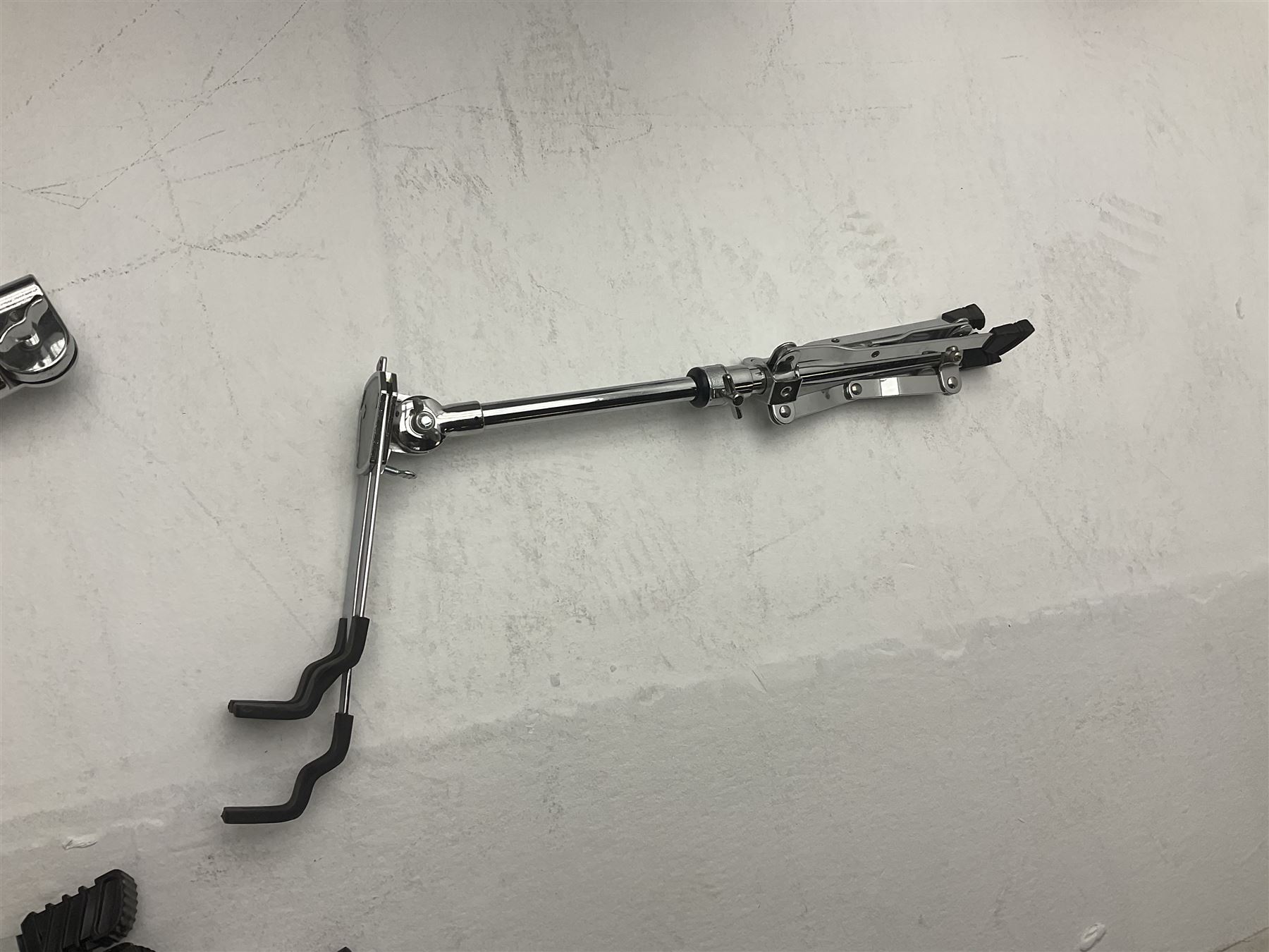 Rockburn eight-piece black drum kit with bass drum, floor tom and five other toms and snare drum; together with two other snare drums; Haosen bass drum; four cymbals; various stands, foot pedals, stool, tri-angle, drum sticks etc