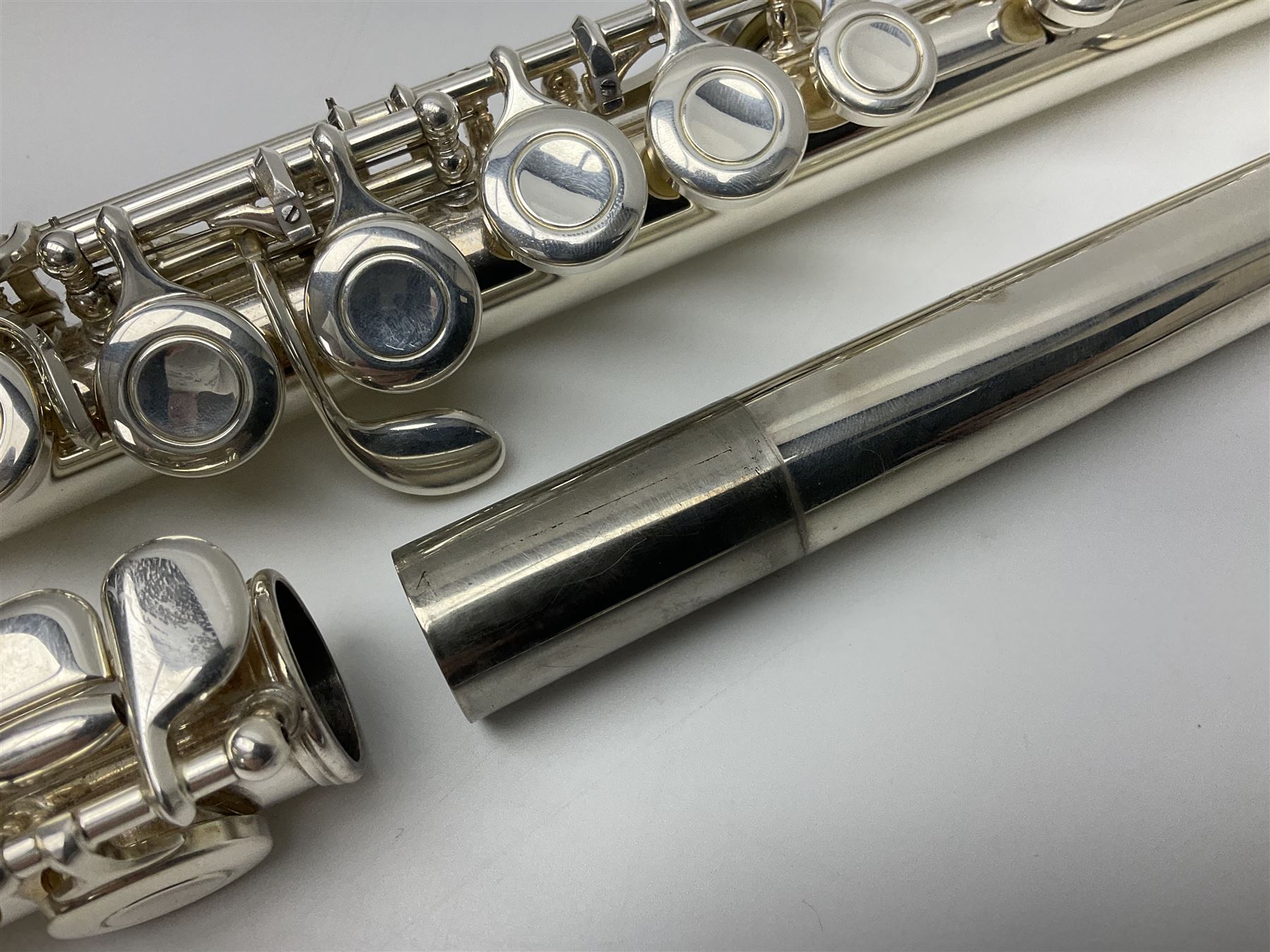 Yamaha 211, silver plated three-piece flute, serial no.844200; in fitted case with cleaning rod