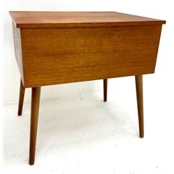 Mid century teak work box, single hinged