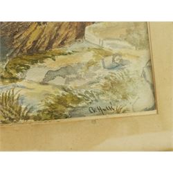 Hilda Gibson (British 20th century): 'Island of the Fisherman Lake Maggiore', watercolour signed, titled verso 26cm x 29cm; After Abraham Hulk Jnr. (British 1851-1922): Mediterranean Hilltop Houses, watercolour bears signature 26cm x 37cm (2)