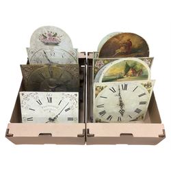Six 19th century longcase clock movements, including brass dial by William Clark of Kendal, painted dial by Bartliff of Malton, etc