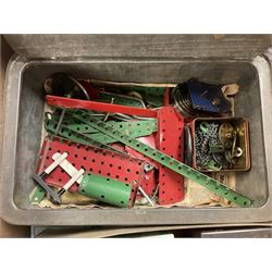 Large quantity of modern toys to include Matchbox Chopper Chase, Nikko battery control airplane, small amounts of K’nex, Meccano, playing cards to include Yu-Gi-Oh cards, keyrings etc in three boxes 