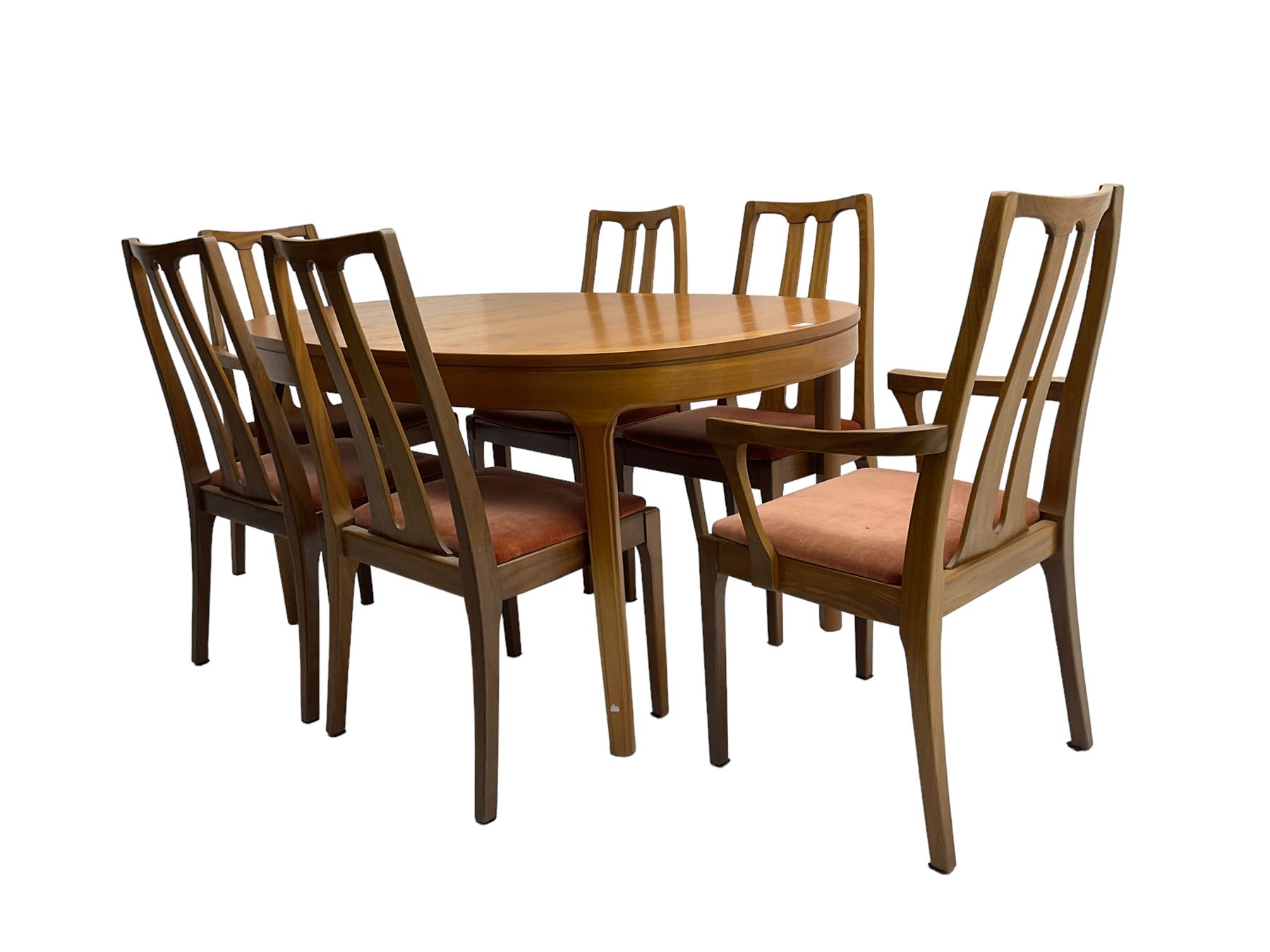 Nathan mid20th century teak oval extending dining table (W152cm