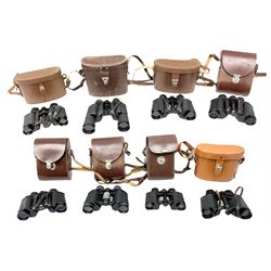 Eight cased pairs of binoculars, to incl