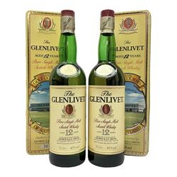 Two Glenlivet 12 year old, single malt Scotch whisky, 700ml 70% vol, each in original Classic Golf Clubs of Scotland Carnoustie presentation tin