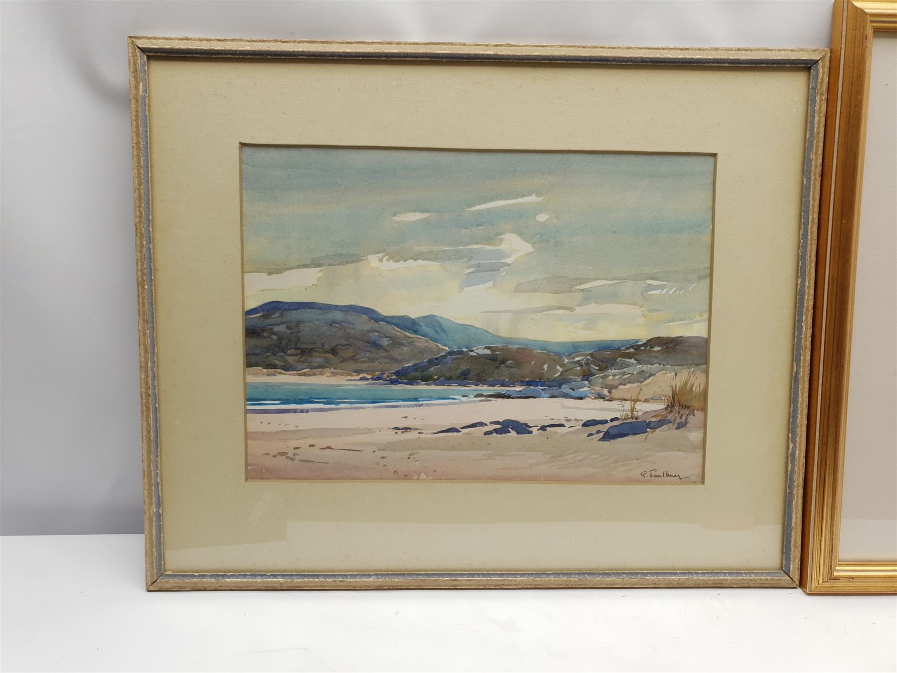 Richard Faulkner (Irish 1917-1988): 'The Tow River Ballycastle', 'The Little Bridge' and Coastal Landscape, three watercolours signed, two titled on labels verso with artist's address, max 26cm x 37cm (3)