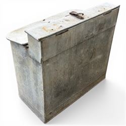Galvanised metal animal feed bin