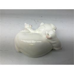 Collection of Beswick pig figures, to include John Beswick Little Likeables ‘Hide and Sleep’, white boar pig and John Beswick trio of pigs, all marked beneath (5)