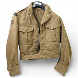 Kings Shropshire Light Infantry 1949 pattern tunic with Croix de Guerre flash and a Rifle Officer's mess tunic and waistcoat with green facings (2)