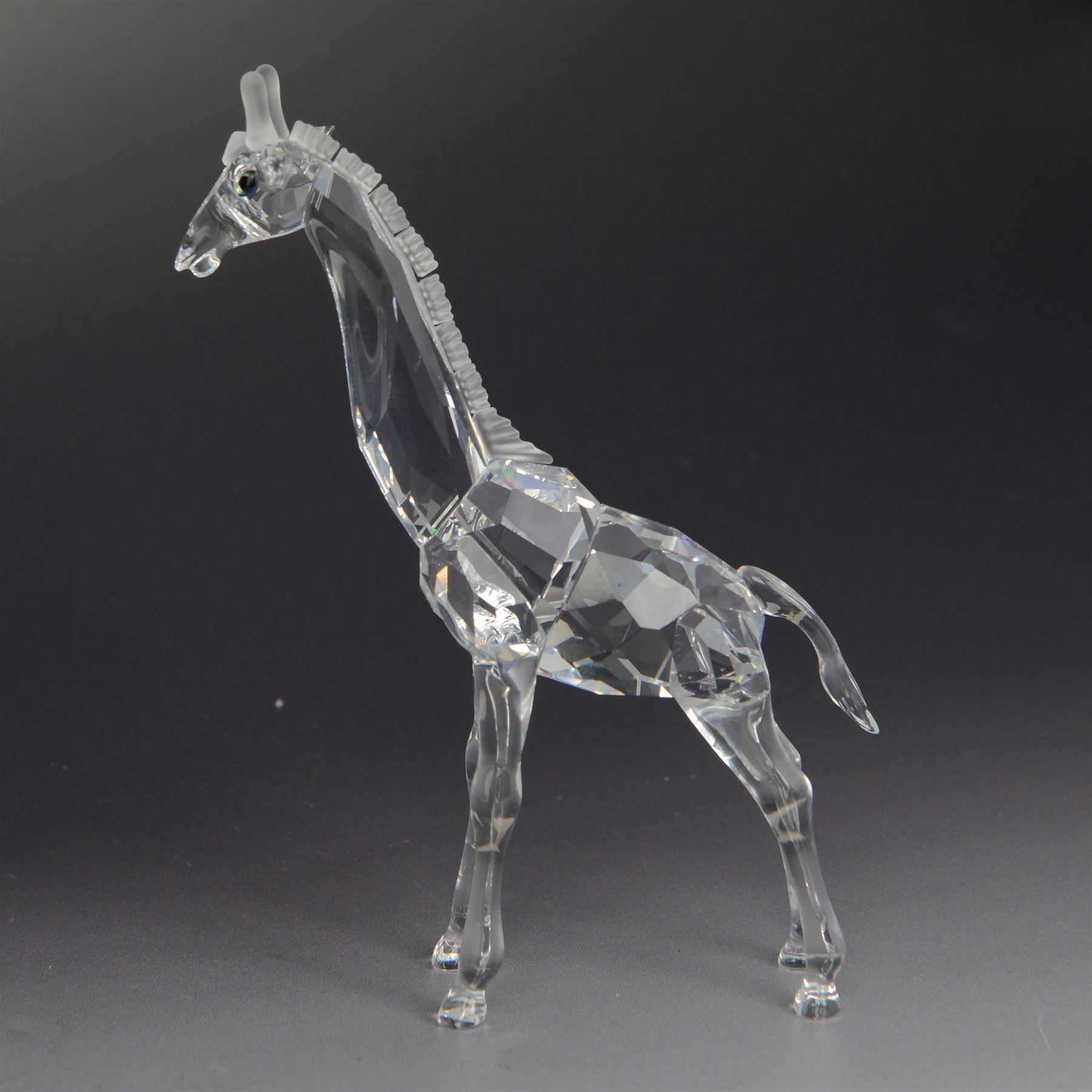 Three Swarovski figures, comprising Giraffe, Cobra and Budgies, all with original boxes  