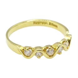 18ct gold seven stone diamond, weave design ring, London import marks 1994, total diamond weight 0.25 carat