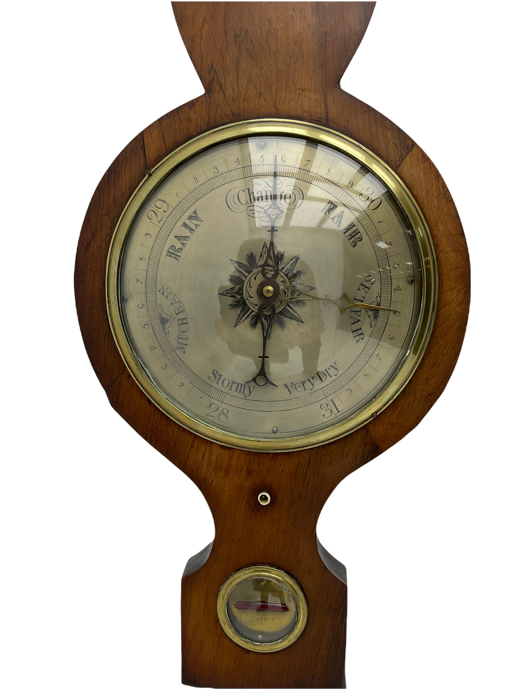 A 19th century four instrument mercury wheel barometer in a mahogany
