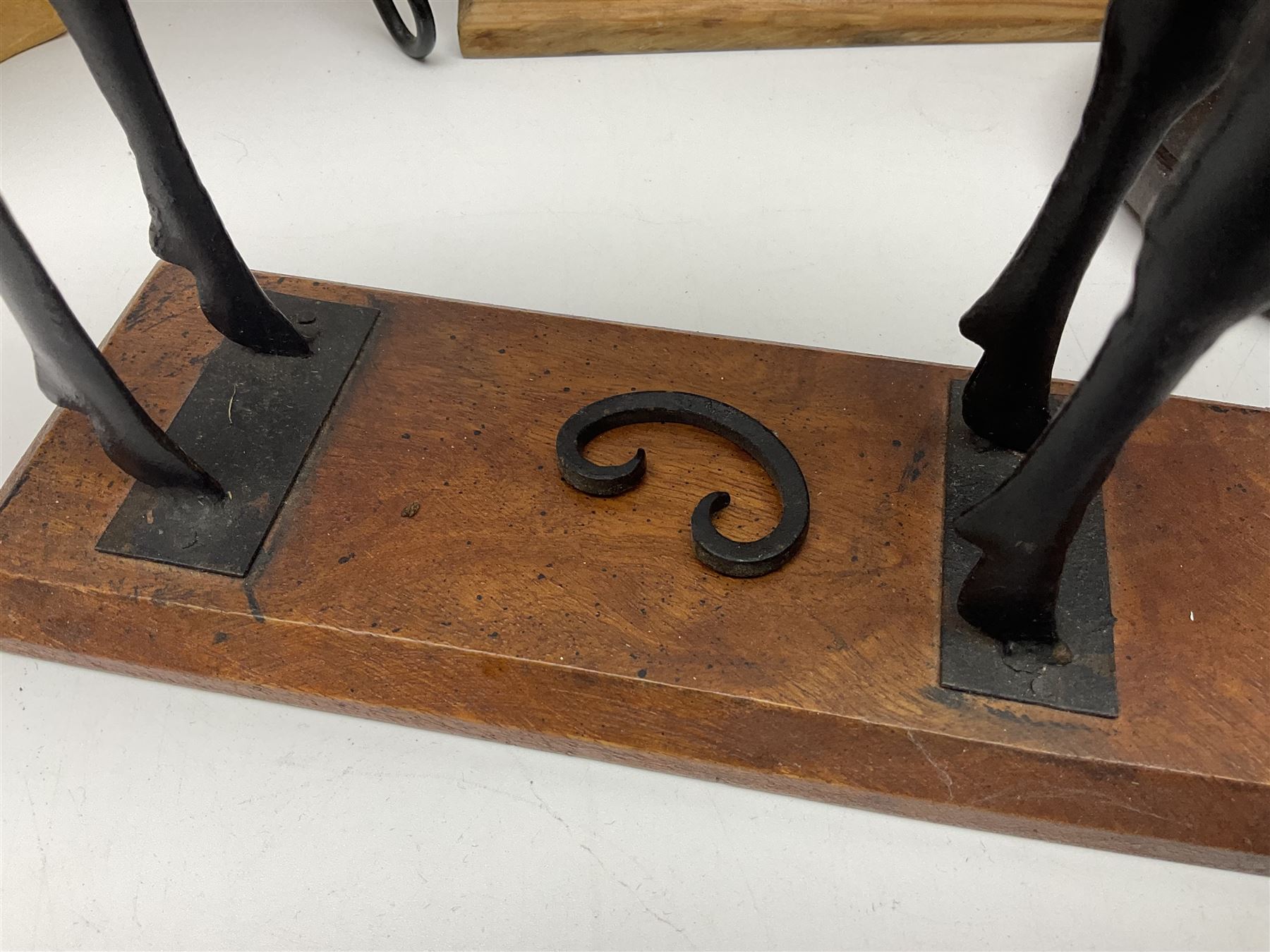 Wooden candle box, together with two barley twist candlesticks, carved duck and other collectables 