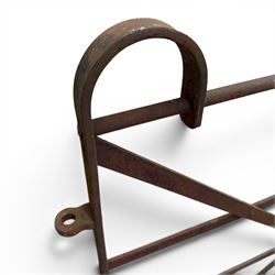 Georgian wrought iron strapwork gate, with arched cresting rail ends and hinged latch