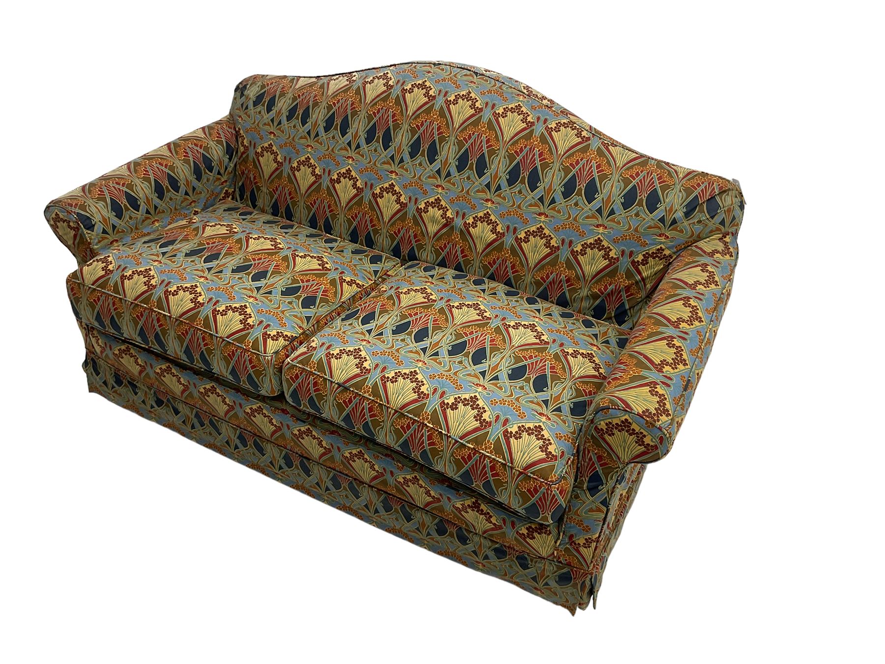 Two seat traditional shape sofa, upholstered in Liberty's 'Lanthe' fabric