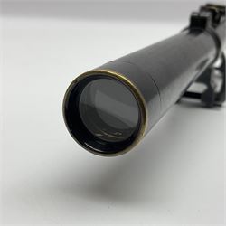 Oigee Berlin Gnomet 2.5x telescopic sight with adjustable quick detachable mounts and picket post graticule; retailers marks for Alex Henry & Co 22 Frederick Street Edinburgh No.6733 L23cm