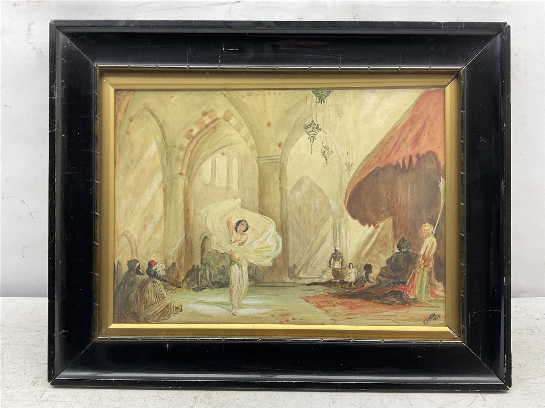 F Suntier (Early 20th century): The Harem, watercolour signed and dated 1928, 26cm x 36cm