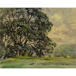  Fred Lawson (British 1888-1968): Trees at Castle Bolton, watercolour signed, titled verso 25cm x 30cm  DDS - Artist's resale rights may apply to this lot    