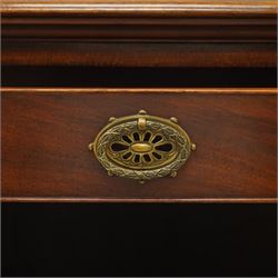 Late 19th century mahogany bookcase, fitted with two drawers over twin astragal glazed doors, enclosing three adjustable shelves, on bracket feet