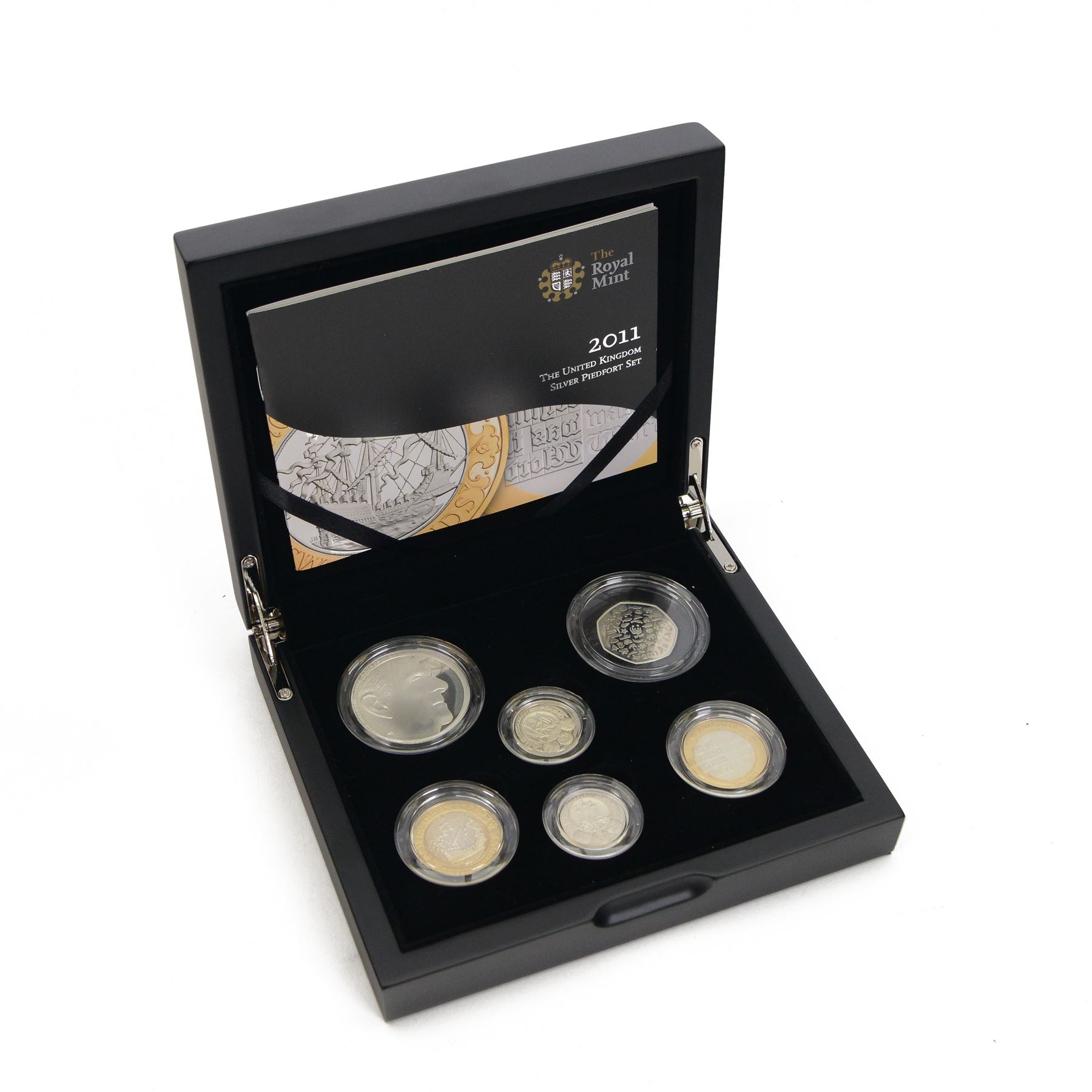 The Royal Mint United Kingdom 2011 silver proof piedfort six coin set, cased with certificate