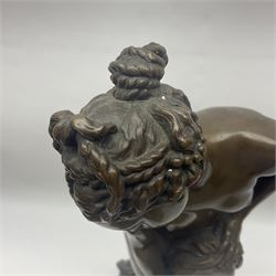 After Christopher Gabriel Allegrain (1710-1795),  Venus au bain, bronze, upon square plinth, Impressed F Barbedienne Fondeur, the base impressed C G Allegrain Fecit 1767, and bearing Barbedienne foundry seal, overall H51cm