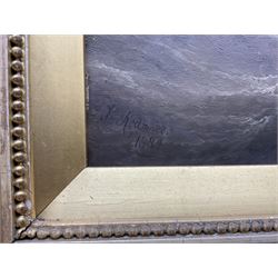 Henry Redmore (British 1820-1887): Sailing Ship and Steamer on Rough Seas, oil on board signed and dated 1884, 34cm x 52cm