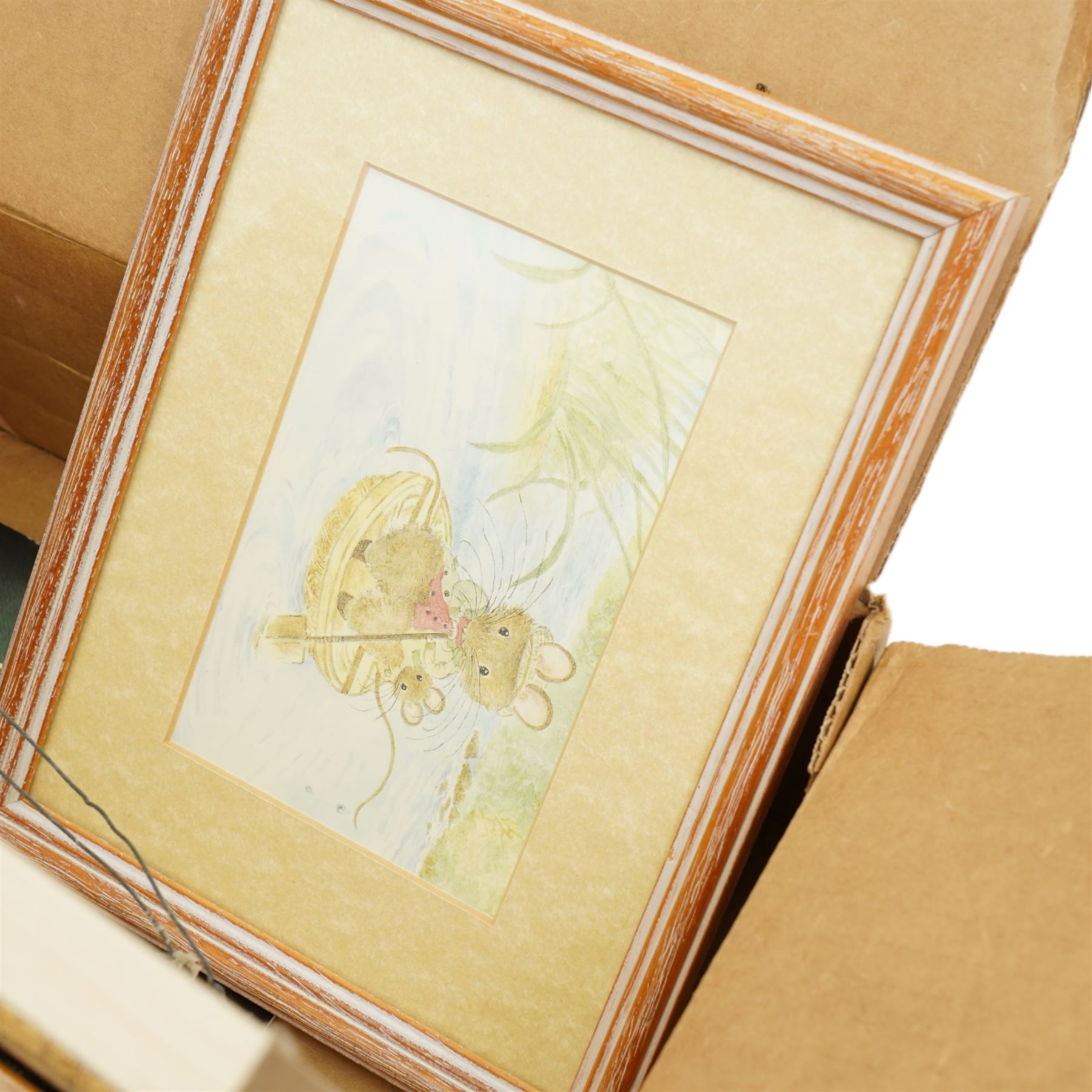 Collection of ten Beswick Beatrix Potter figures, brown back stamps, a Rupert figure and a number of Beatrix Potter prints