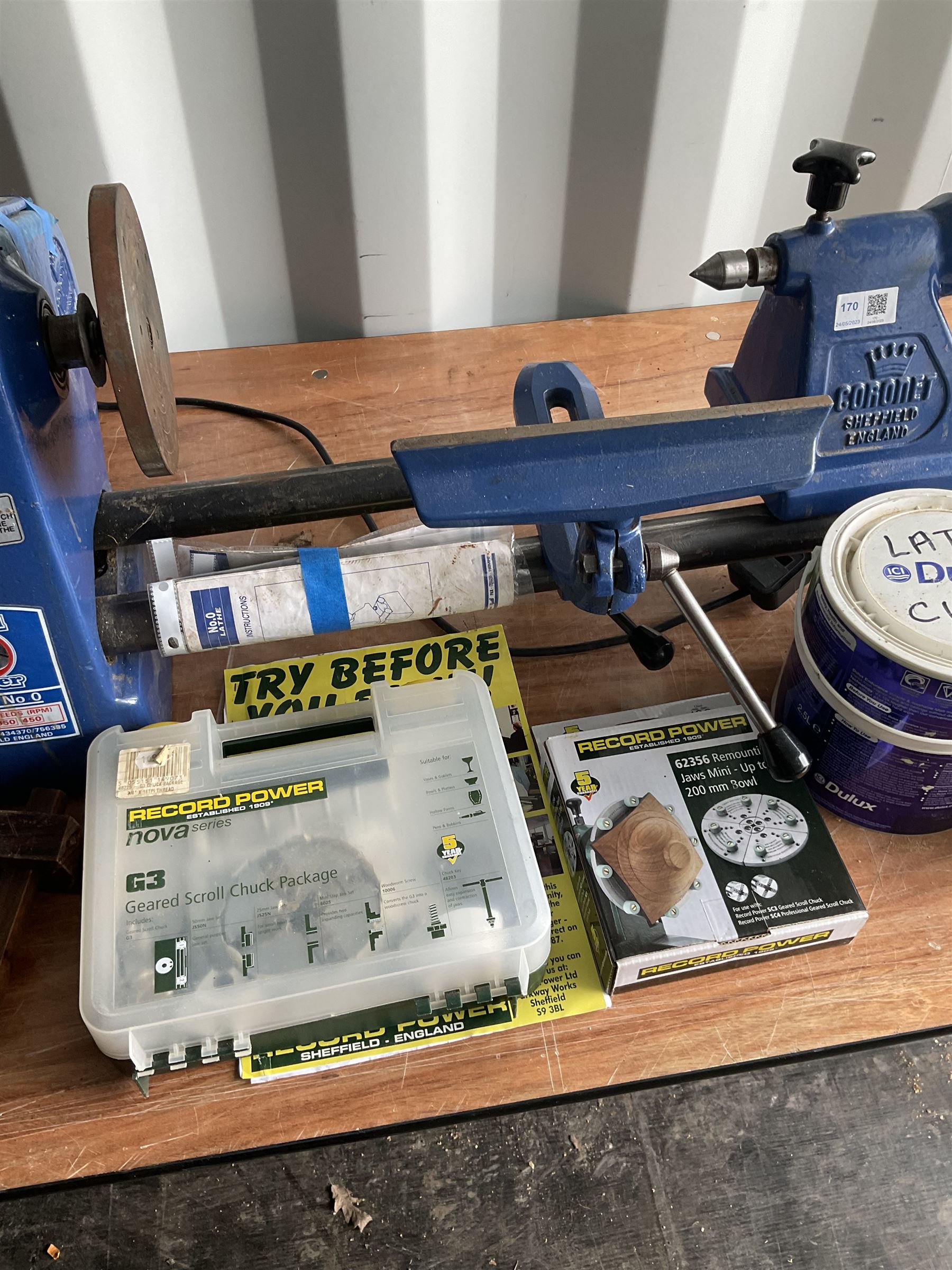 Record Model No 0 woodworking lathe with accessories  - THIS LOT IS TO BE COLLECTED BY APPOINTMENT FROM DUGGLEBY STORAGE, GREAT HILL, EASTFIELD, SCARBOROUGH, YO11 3TX
