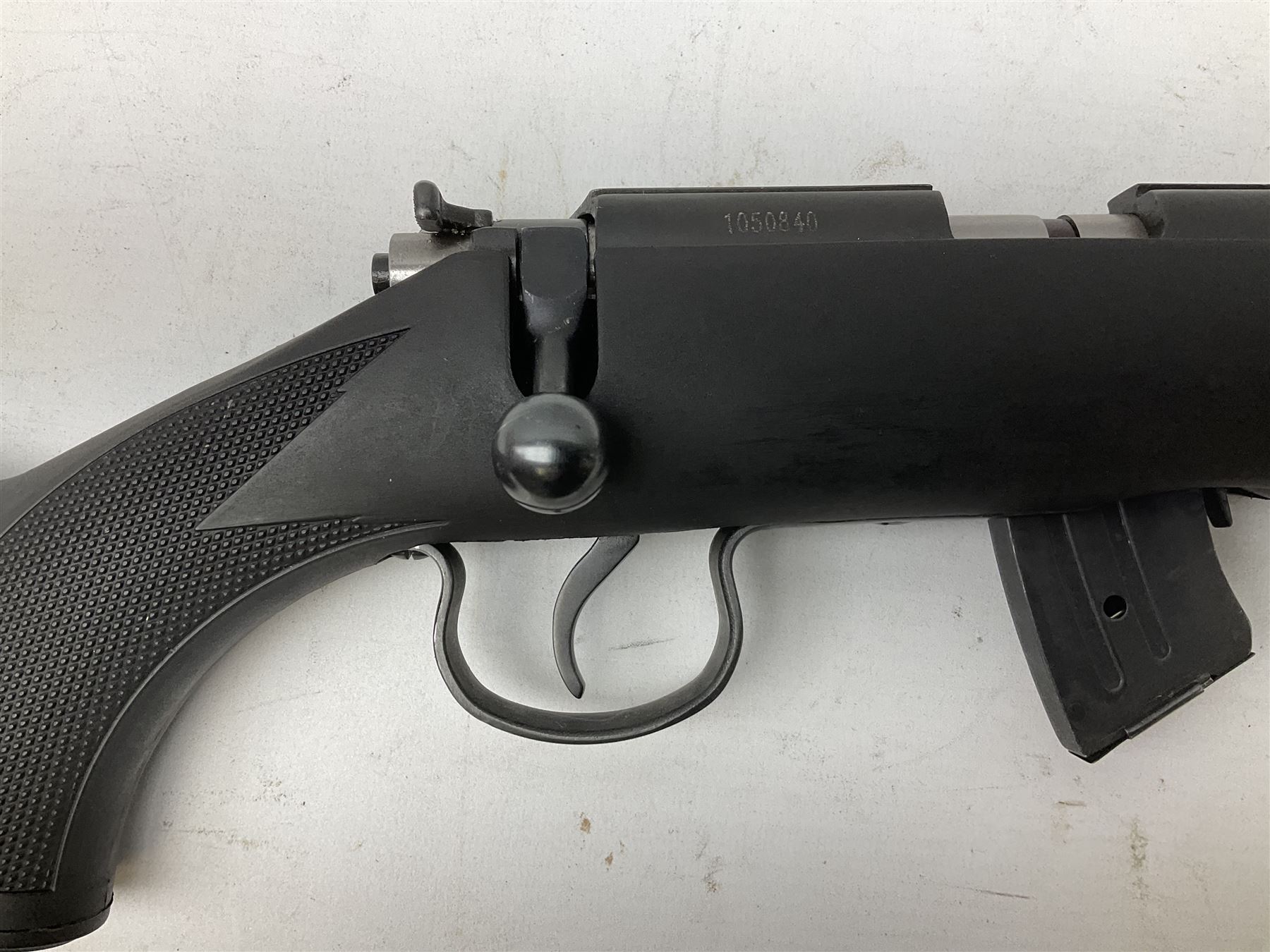 Puma Rifles Hunter bolt-action .22 Long Rifle the 36cm shortened barrel threaded for sound moderator, plastic synthetic stock, serial no.1050840 L83.5cm FIREARMS CERTIFICATE REQUIRED OR RFD