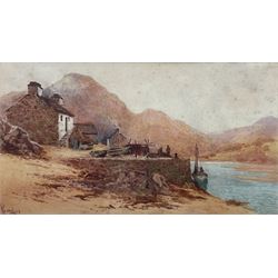 Charles L. Saunders (British 1855-1915): Highland Quayside & Winter Track, pair watercolours signed 25cm x 40cm (2)