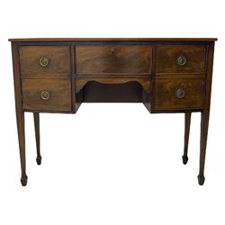 19th century mahogany bow front sideboard, fitted with single drawer and two cupboards