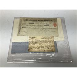 Postal history and ephemera including Victorian letters and receipts many with one penny lilac stamps etc