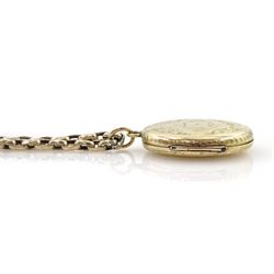 Victorian 9ct gold locket, on 7ct gold chain necklace