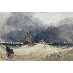 Anthony Vandyke Copley Fielding (British 1787-1855): Shipping in Rough Seas, watercolour heightened with white signed and dated 1806, 15cm x 22cm 
