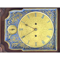 Large early to mid 19th century walnut bracket clock by Penlington of Liverpool, the highly decorative fruit and berry carved pediment over shaped and moulded glazed door, gilt metal and blue enamel Roman dial engraved with chased scrolling foliage and flower head decoration, moulded and plain frieze base on ornately cast gilt metal bracket feet, twin fusee ting-tang movement striking the quarters on two bells, strike silent lever, movement back plate inscribed 'Penlington of Liverpool', the back enclosed by pointed arch door with fret work panel, circa. 1830

Provenance - Sold in 1968 in the estate sale of Mr. E.D. Midwood, Green Glade, Portnall Drive, Wentworth, Surrey (Tufnell & Partners Auctioneers) 