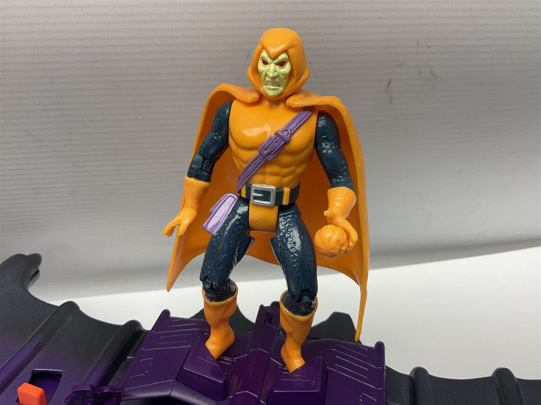 Group of early 90s Marvel/DC Comics toys; 1993 Kenner Batmobile with original Batman figure and plane; Marvel Comics Spider-Man 1994 Web of Steel series Hobgoblin Wing Bomber, incomplete Daily Bugle Playset and Scorpion; assorted figurines and later accessories 