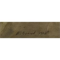 Henry Silkstone Hopwood RSW RBC (Staithes Group 1860-1914): Figures in a North African Passageway, watercolour signed and dated 1906, 27cm x 21cm