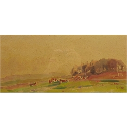 Fred Lawson (British 1888-1968): Cattle Grazing, watercolour signed 17cm x 37cm