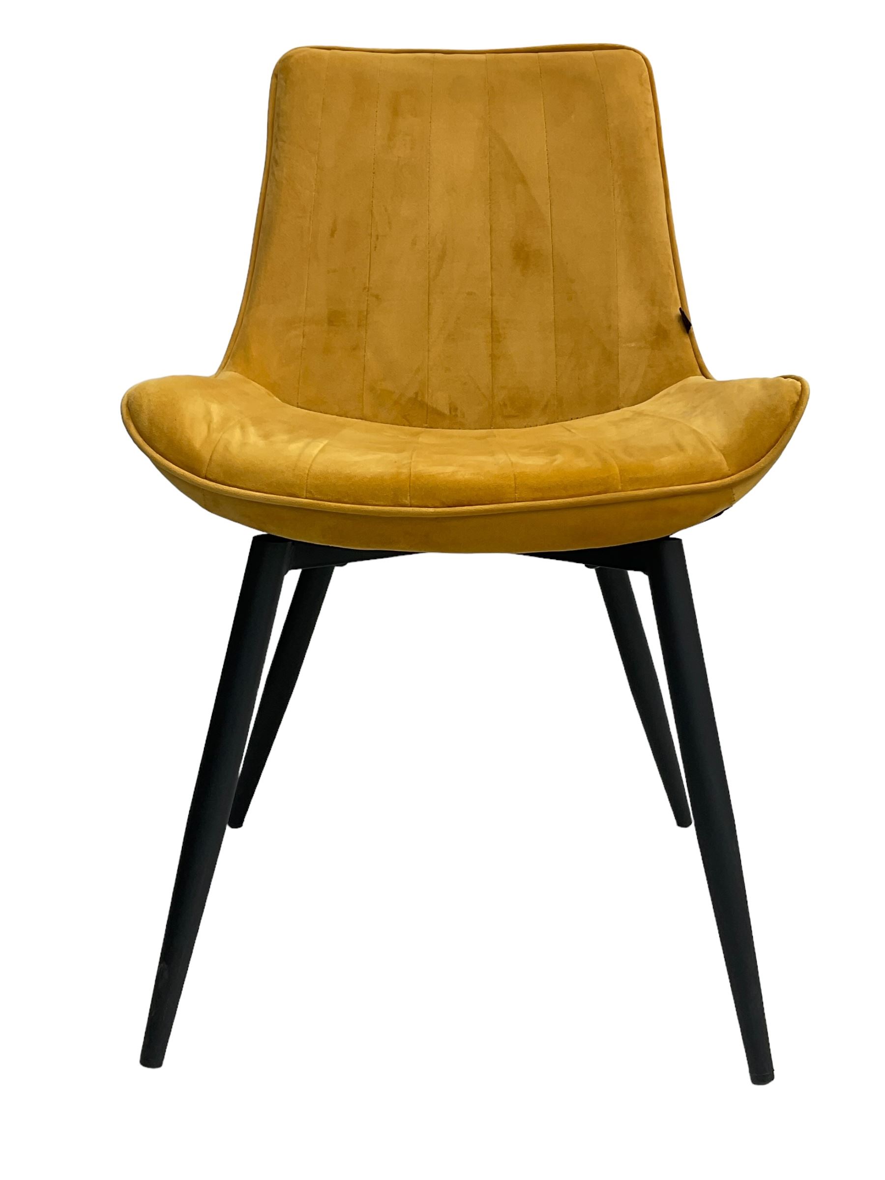 Cherry Tree Furniture - pair of contemporary dining chairs upholstered in mustard velvet fabric 