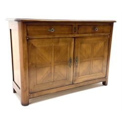 French cherry wood sideboard, fitted with two drawers and two cupboards 