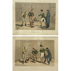 After Henry Thomas Alken (British 1785-1851): 'Cock Fighting', pair hand-coloured lithographs by I Clark pub Thomas McLean, London 1820, 20cm x 30cm (2)