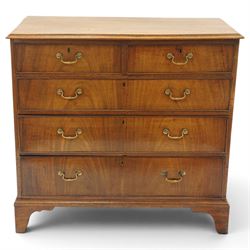 George III mahogany straight-front chest, rectangular top with moulded edge, over two shor...