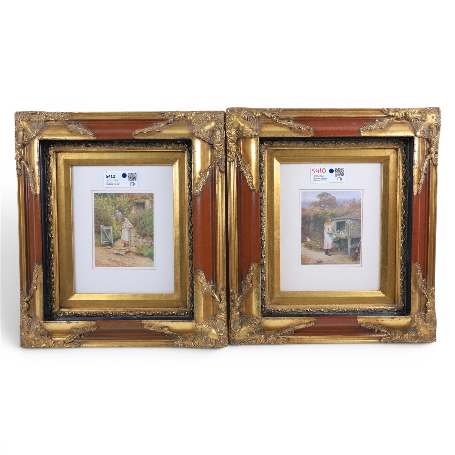 Pair of heavy framed Helen Allingham prints, overall 44cm x 39cm (2)
