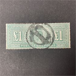 Great Britain King Edward VII one pound green stamp, used, previously mounted