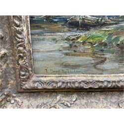 Frederic Stuart Richardson (Staithes Group 1855-1934): Upon Horseback by the Canal Side, oil on canvas signed 26cm x 23cm 
Provenance: exh. Phillips & Sons, Marlow, label verso