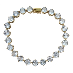  9ct gold blue topaz link bracelet, hallmarked  