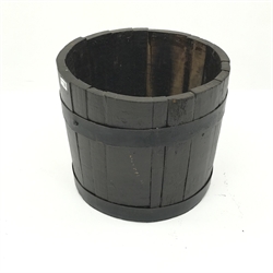  Metal bound barrel planter, D43cm, H37cm  