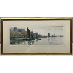 William Matthison (British 1853-1926): Whitby Harbour, watercolour signed 19.5cm x 57.5cm