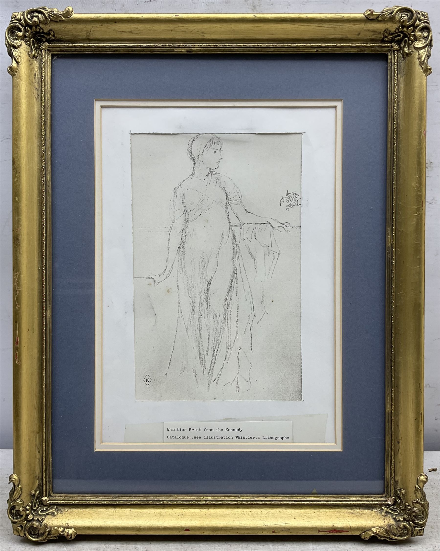 James Abbott McNeill Whistler PRBA (American 1834-1903): 'Alderney Street', drypoint etching signed in the plate with butterfly monogram 20cm x 13cm; 'Study' - Standing Figure, facsimile lithograph, after the original in the Metropolitan Museum of Art 23cm x 15cm (2)