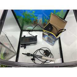 Two fish aquariums, comprising Interpet Aquapod LED starter kit 45l and PAH Fishbox 48l, with various accessories, tallest H40cm